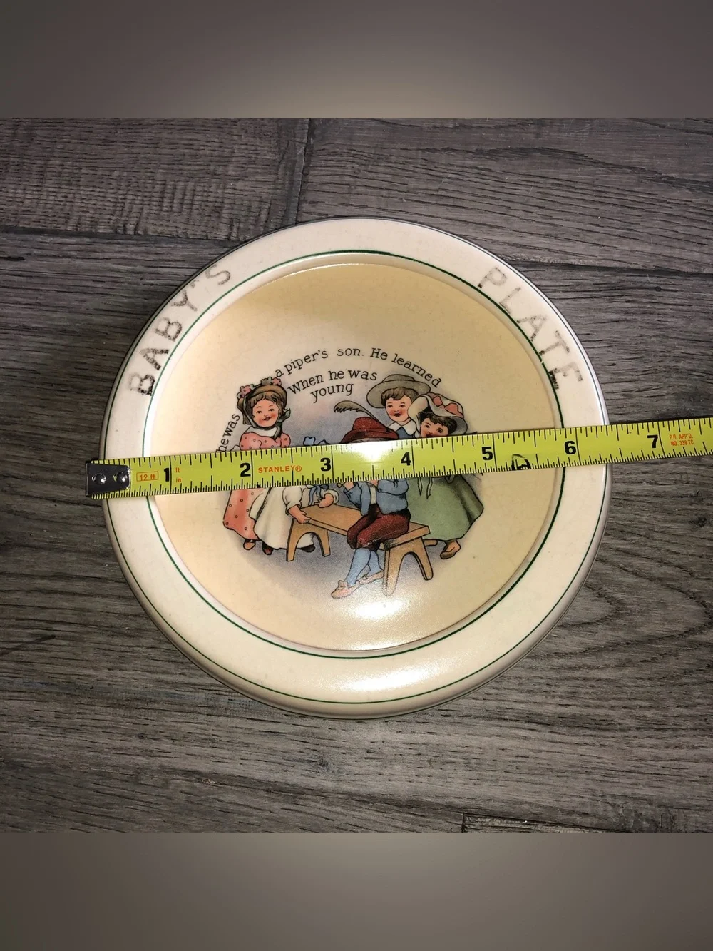 Antique (?) Roseville (?) Baby’s Plate Tom the Piper’s Son Hand Painted Japan